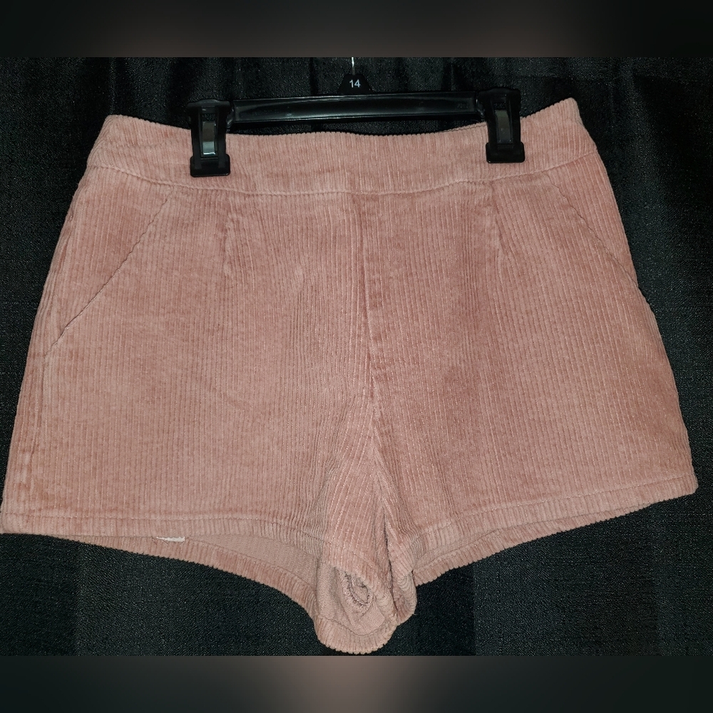 She + Sky Pink Corduroy shorts boutique with pockets with side zip
